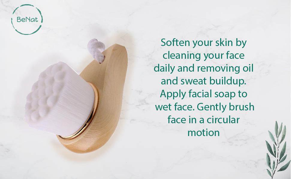 Facial Brush with Bamboo Handle-3