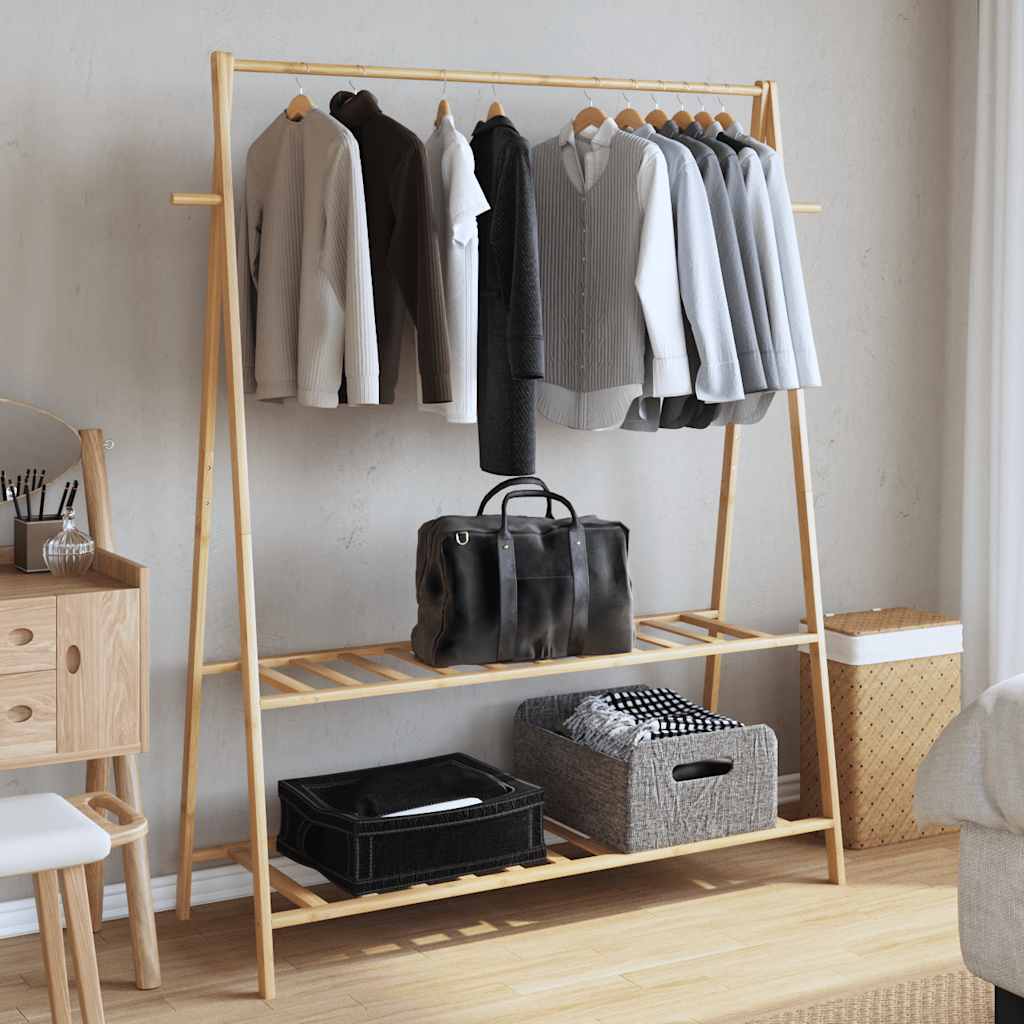 vidaXL Clothes Rack with Shelves 52"x17.9"x59.3" Bamboo-2