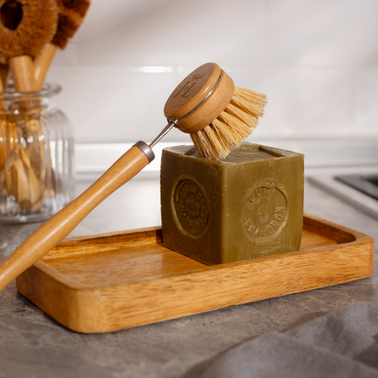 Bamboo Dish Brush With Long Handle-0